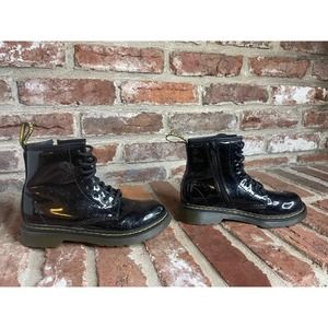 Dr Martens Doc 1460 Patent Black Glitter Boots Girls Size 1
